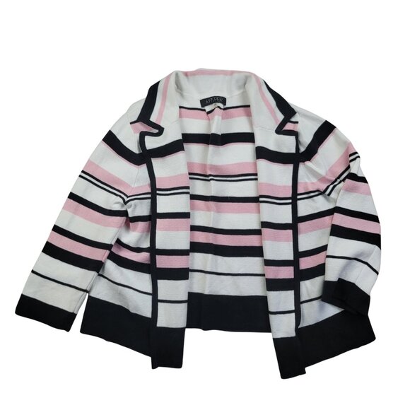 Kasper Women's XL Open Front Striped Blazer Cardigan Sweater - Picture 8 of 8